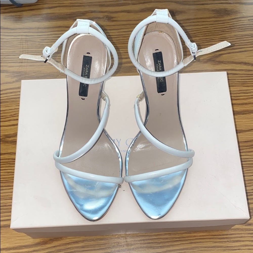 Zara white & silver heels